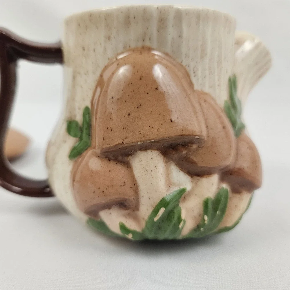 Arnel's Sugar & Creamer Set 3D Mushroom Ceramic 1970's Vintage MCM Kitschy Retro